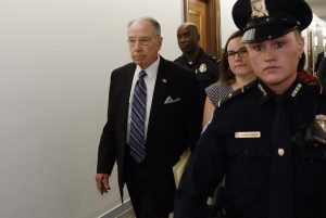 Senate Judiciary Committee Chairman Chuck Grassley arrives at the committees hearing where Brett Kavanaugh and Christine Blasey Ford will testify on Capitol Hill in Washington, D.C., on Sept. 27, 2018. (Olivier Douliery/Abaca Press/TNS)