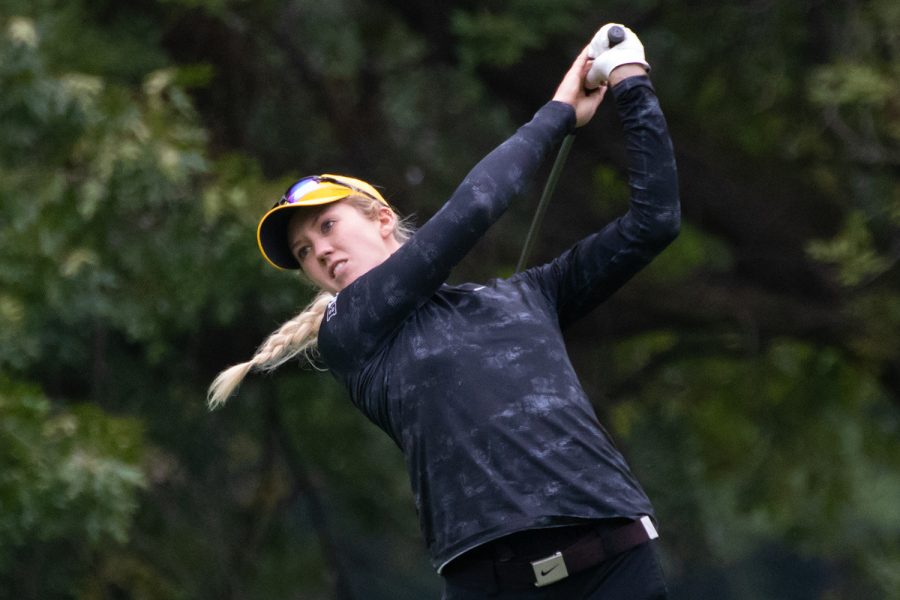 Iowas Shawn Rennegarbe tees off during the Diane Thomason Invitational at Finkbine Golf Course on Sept. 30, 2018.The Hawkeyes placed first overall.