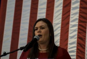 Sarah Huckabee Sanders speaks at the Second Annual Harvest Festival on Saturday, October 13, 2018. The event was a fund raiser for current governor Kim Reynolds. 