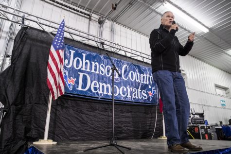 Washington Governor Jay Inslee speaks during the Johnson County Democratic Party Fall Barbecue at the Johnson County Fairgrounds on Sunday Oct. 14, 2018.