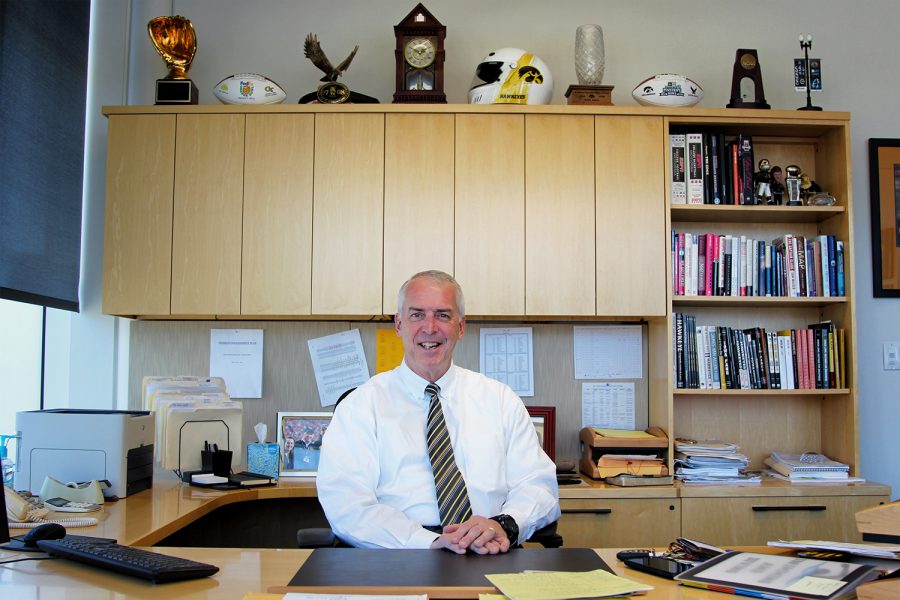 Iowa Athletic Director Gary Barta sits at his desk on Oct. 17.