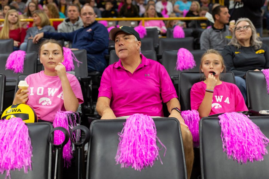 Fans watch the action during a volleyball match against Wisconsin on Saturday, Oct. 6, 2018. The Hawkeyes defeated the number six ranked Badgers 3-2. 