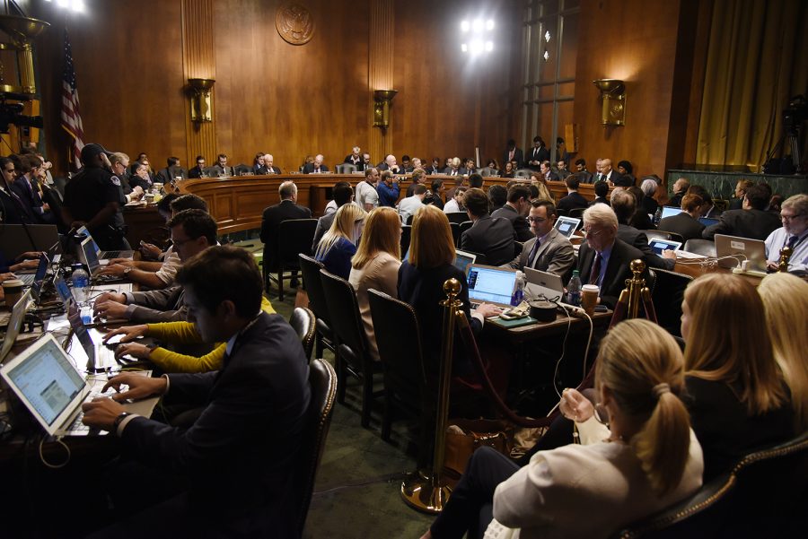 Senators wait to vote during the Senate Judiciary Committee meeting about the Supreme Court nominee Brett Kavanaugh Friday Sept. 28, 2018.  in Washington, D.C. (Olivier Douliery/Abaca Press/TNS)