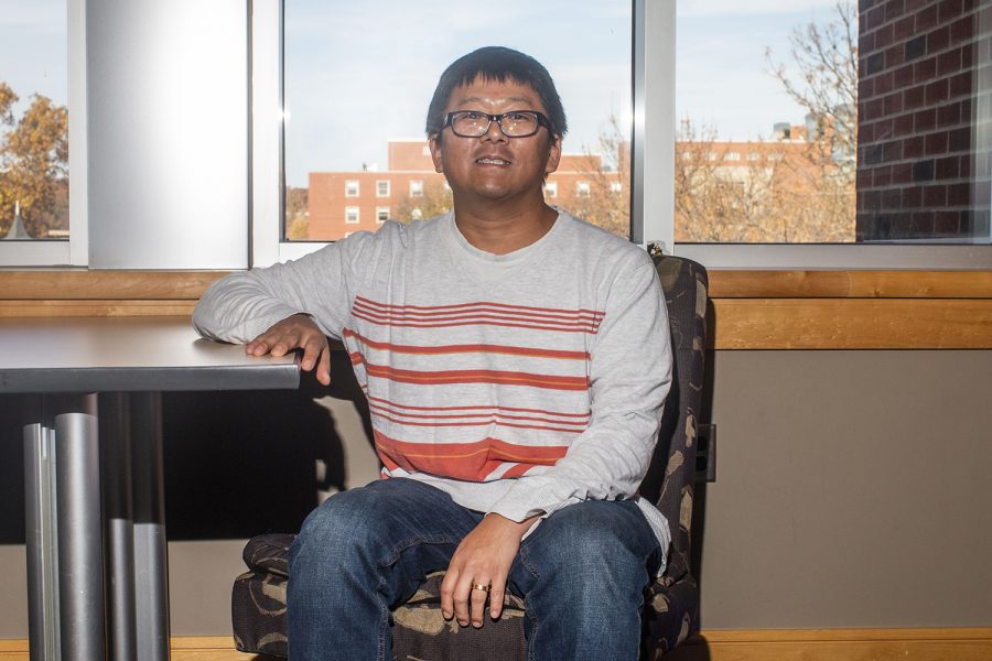 Graduate student B.K. Kim poses for a portrait in the Adler Journalism Building on Monday, Oct. 29, 2018. Kim recently received awards for his dissertation. 