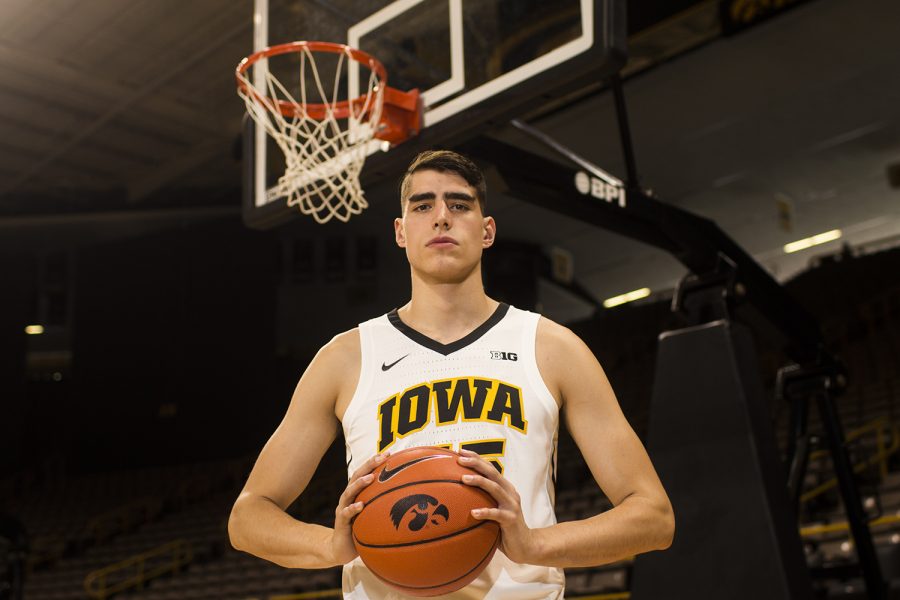 Luka Garza poses during Iowa men's basketball Media Day at Carver-Hawkeye Arena on Monday, Oct. 8, 2018. The team's first game will be against Guilford College on Nov. 4. 