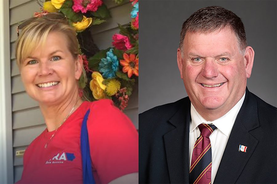 Republican Heather Hora (left) seeks to take over the State Senate District 39 seat  from Democratic incumbent Kevin Kinney (right).