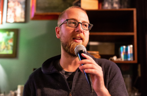 Andrew Juhl hosts a bar trivia night a Mickys Irish Pub in Iowa City on Wednesday, Oct. 10, 2018. 