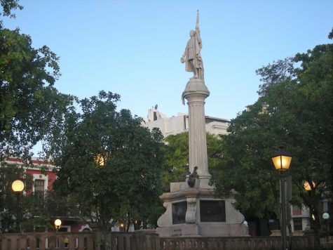 A statue of Christopher Columbus stands on a plaza in Old San Juan. (Bob Downing/Akron Beacon Journal/MCT)