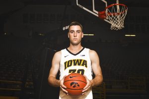 Iowa guard Connor McCaffrey poses for a portrait during Iowa mens basketball Media Day at Carver-Hawkeye Arena on Monday, Oct. 8, 2018. The teams first game will be against Guilford College on Nov. 4. 
