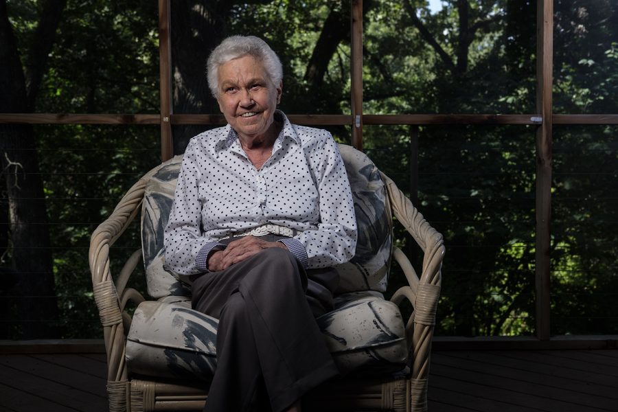 Christine Grant poses for a portrait in her home on Friday, Sept. 14, 2018. Grant, now retired was the first woman to be Athletic Director at the University of Iowa and was involved in the formation of the national Title IX policy. 