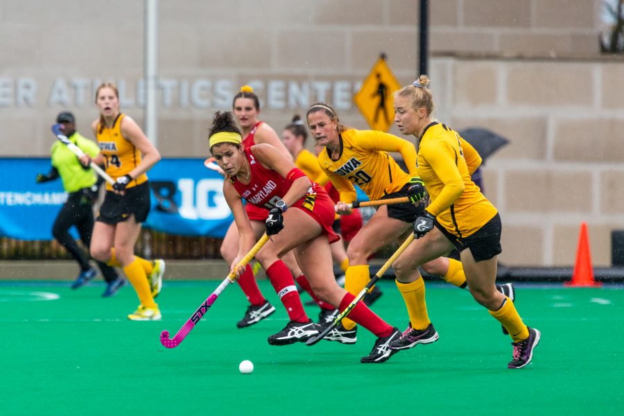 Maryland Forward Linnea Gonzales chases down the ball during the Championship Game in the Big Ten Field Hockey Tournament at Lakeside Field in Evanston, Illinois on Sunday, Nov. 3, 2018. The No. 2 ranked Terrapins defeated the No. 8 ranked Hawkeyes 2-1. 