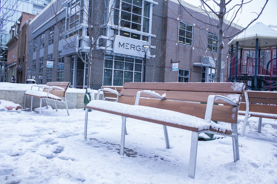 Benches are seen at the Ped Mall on Wednesday, November 28, 2018. 