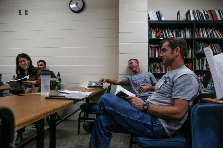 Author Michelle Kuo participates in a class discussion during a "One Community, One Book" class at Oakdale Prison on Thursday, Oct. 25, 2018. Kuo's book "Reading with Patrick: A Teacher, a Student, and a Life-Changing Friendship" was selected for the program, which aims to promote human rights education through literature. 