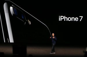 Apple CEO Tim Cook introduces the iPhone 7 at the product launch held at the Bill Graham Civic Auditorium in San Francisco on September 7, 2016. (Gary Reyes/Bay Area News Group/TNS)