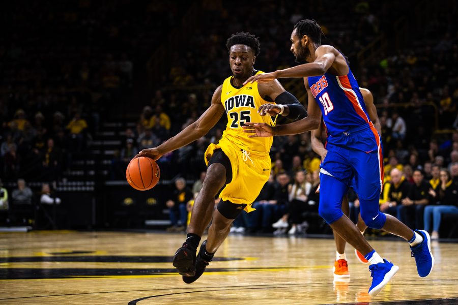 Iowa forward Tyler Cook #25 drives the ball up the paint during the mens basketball game against Savannah State at Carver-Hawkeye Arena on Tuesday, December 22, 2018. The Hawkeyes defeated the Tigers 110-64.