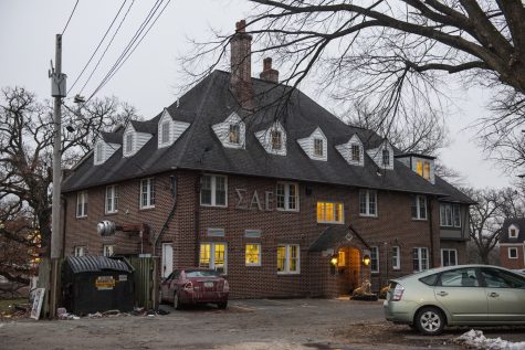 The Sigma Alpha Epsilon fraternity house is seen on Thursday, Dec. 13, 2018. On Thursday, the University of Iowa announced that the registered student organization status for the Kappa Sigma, Delta Chi, and Sigma Nu fraternity chapters, as well as the Sigma Alpha Epsilon colony would be revoked.