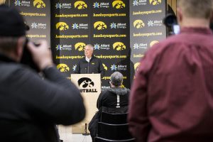 UI Athletics Gary Barta announces that Iowa has accepted a bid to the 2019 Outback Bowl. Iowa finished the regular season 8-4 and will play in the Outback Bowl for the third time in six seasons. (Beau Bowman/The Daily Iowan)