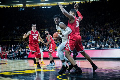 Iowa forward Tyler Cook drives to the net during a mens basketball matchup between Ohio State and Iowa at Carver-Hawkeye Arena on Saturday, January 12, 2019. 