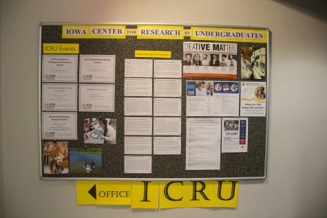 An events board is seen at the Center for Research by Undergrads in the Blank Honors Center on Jan. 22.