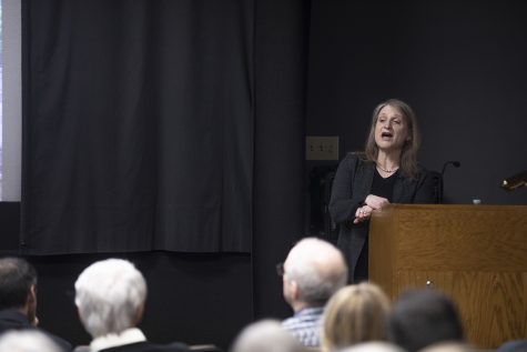 Margaret Raymond speaks during the second provost candidate meeting Monday afternoon on Jan. 28, 2019. This is the second of four provost meetings meant to fulfill the position.