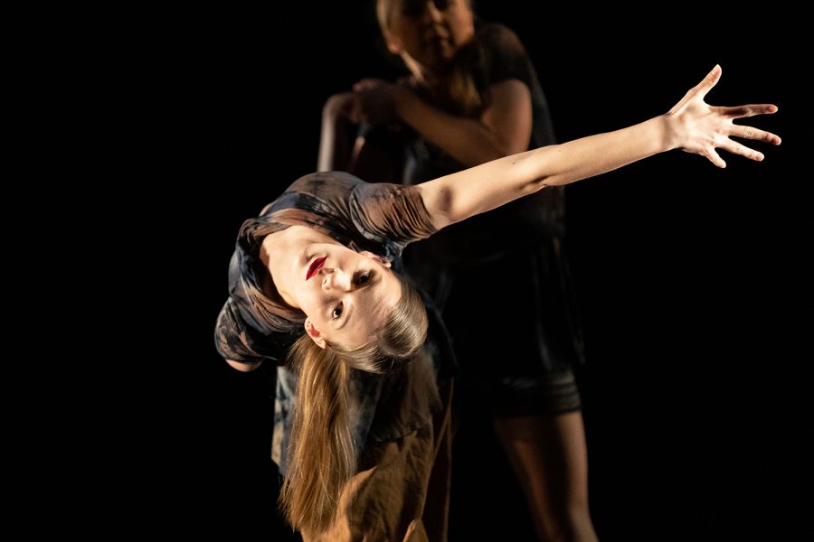 Students in the University of Iowa's Department of Dance perform in a dress rehearsal for the Faculty/Graduate Concert in Space Place Theater on Tuesday, Feb 5., 2019. 