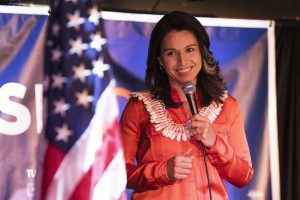 U.S. Rep. Tulsi Gabbard, D-Hawaii, speaks during an event at the The Mill on Thursday, February 21, 2019. Rep. Gabbard visited Iowa City on Thursday after having cancelled stops in the area last week due to inclement weather. 