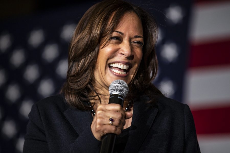Sen. Kamala Harris, D-Calif., speaks during a town hall at the Quad Cities Waterfront  Convention Center in Bettendorf, Iowa on  Sunday Feb. 24, 2019.