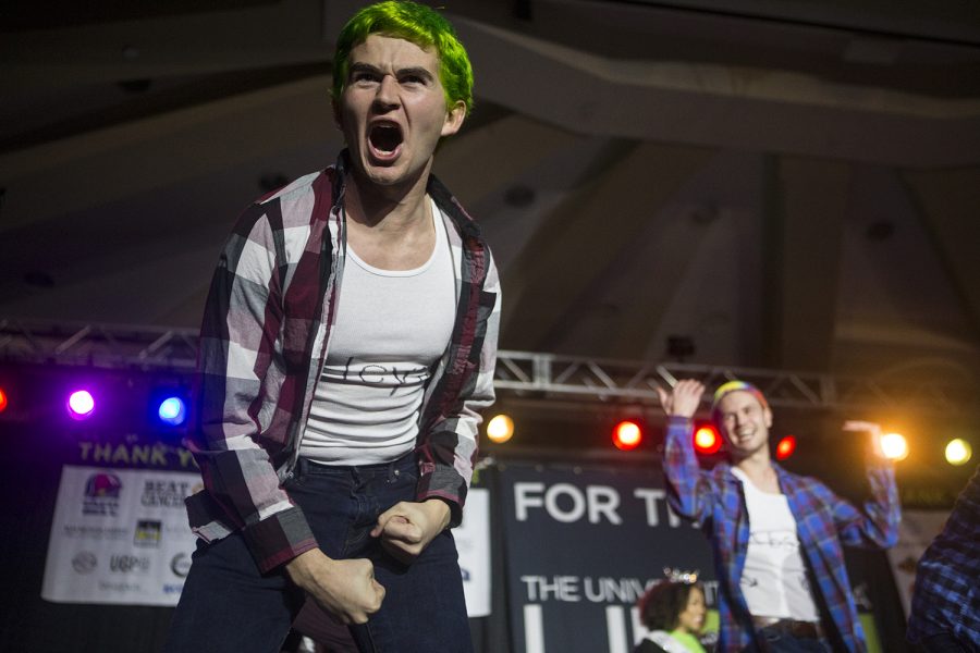 The Men of Morale perform in the lip synch battle during Dance Marathon 25 at the Iowa Memorial Union on Friday Feb 1, 2019. 