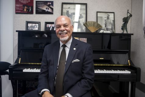 UI orchestra director, Dr. William LaRue Jones, poses for a portrait in his office at Voxman Music Building in Iowa City on Tuesday, February 5, 2019. Dr. Jones is retiring after teaching at the University for over two decades.