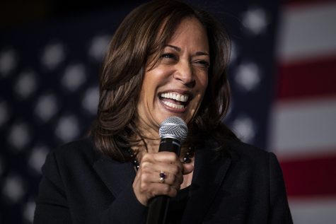 Sen Kamala Harris, D-Calif., speaks during a town hall at the Quad Cities Wavefront  Convention Center in Bettendorf, Iowa on  Sunday Feb. 24, 2019.