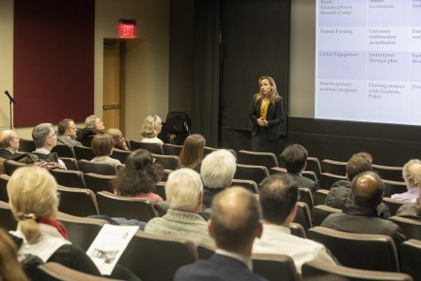 Montse Fuentes speaks during the provost forum on Thursday, February 7, 2019. 