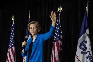 Sen. Elizabeth Warren, D-Mass., speaks during a campaign rally in Cedar Rapids on Sunday, Feb. 10, 2019.