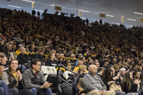 Stands are packed with spectators during womens basketball against Northwestern in Carver-Hawkeye Arena on March 3, 2019. Iowa defeated Northwestern 74-50. (Katie Goodale/The Daily Iowan)