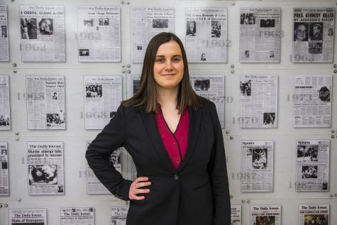 Managing Editor for The Daily Iowan, Marissa Payne, poses for a portrait in the Adler Journalism Building on Monday, March 4, 2019. Payne will be the new editor-in-chief next year. 
