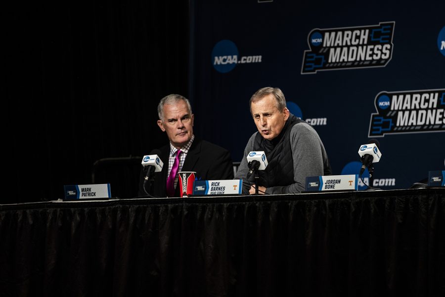 Tennessee head coach Rick Barnes answers questions during the NCAA Tennessee press conference at Nationwide Arena on Saturday, March 23, 2019. The Hawkeyes will play the Volunteers tomorrow in the second round of the tournament.