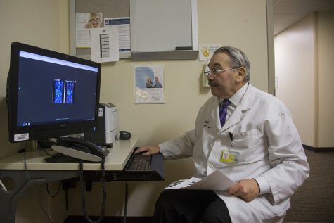 Dr. Tom ODorisio of the Holden Comprehensive Cancer Center explains a Gallium 68 PET Scan on April 1, 2019. Dr. ODorisio is just one of a team of doctors in the Holden center who have been working with PRRT (Peptide Receptor Radionuclide Therapy), a treatment only done by the center