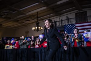 Sen. Kamala Harris, D-Calif. walks on stage during a town hall at the IMU on Wednesday, April 10, 2019. Harris is running for president in the 2020 election. 