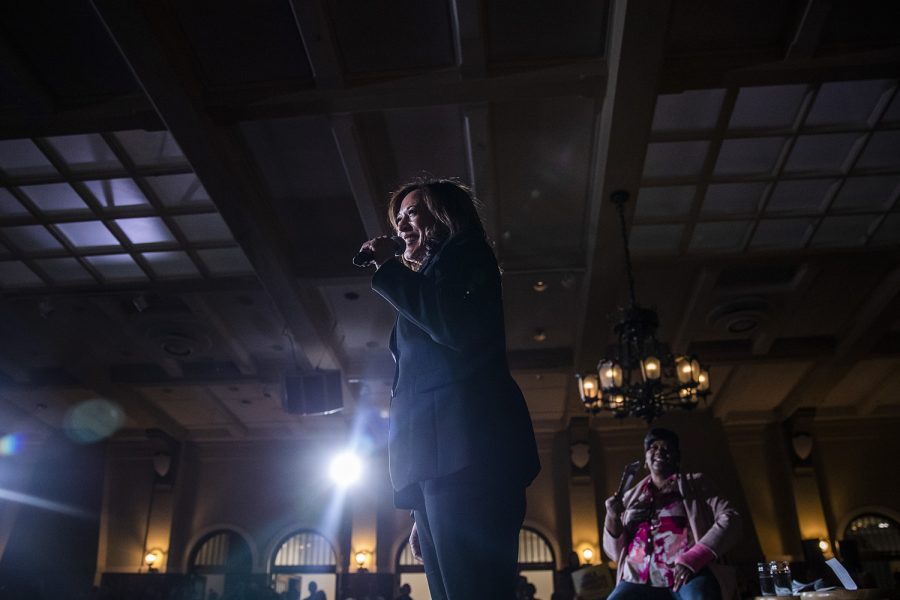 Sen. Kamala Harris, D-Calif. speaks during a town hall at the IMU on Wednesday, April 10, 2019. Harris is running for president in the 2020 election. 