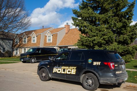 Police investigators are on the scene of a suspicious death on Sunday, April 7, 2019, at 114 Green Mountain Drive in Iowa City.