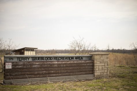 The entrance to Terry Trueblood Recreation Area is seen on Tuesday, April 17, 2019. (Ryan Adams/The Daily Iowan)