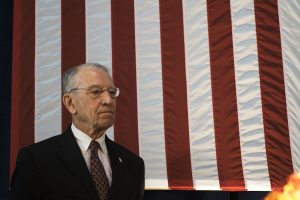 Chuck Grassley stands on stage at the Second Annual Harvest Festival on Saturday, October 13, 2018. The event was a fundraiser for current governor Kim Reynolds. 