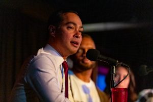 Julian Castro, former Secretary of Housing and Urban Development and current Democratic candidate for president appears on the Political Party Live podcast at The Mill on Sunday, Apr. 14, 2019. 