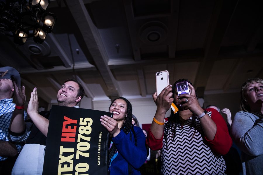 Attendees applaud during a town hall for Sen. Kamala Harris, D-Calif. at the IMU on Wednesday, April 10, 2019. Harris is running for president in the 2020 election. 