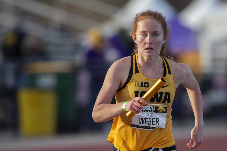 at the Musco Twilight Invitational at the Cretzmeyer Track on Saturday, April 13, 2019. The Hawkeyes won 10 events during the meet. The Iowa women ranked first with 183 points, and the men ranked fifth 76 points.