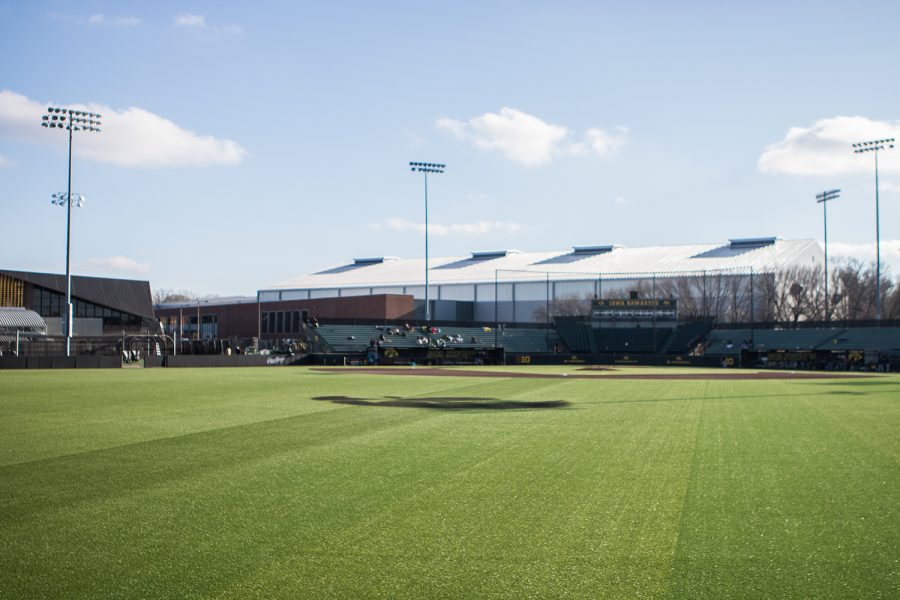 Duane Banks Field is seen between games during a baseball doubleheader between Iowa and Cal-State Northridge on Sunday, March 17, 2019. 