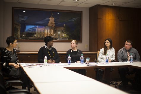 The University of Iowa Office of Strategic Communication meets in the Iowa Memorial Union on Thursday, April 4th, 2019. The group meets to discuss the Campus Climate Survey results and to unveil their new Diversity, Equity, and Inclusion Action Plan. 