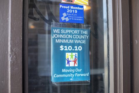 The minimum wage support sign can be seen at Shorts Burger & Shine on Monday, April 8, 2019.