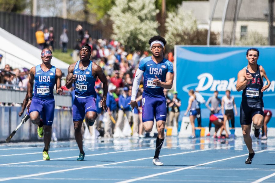 Athletes compete during the Paralympic 100m Dash at the 2019 Drake Relays in Des Moines, IA, on Friday, April 26, 2019.