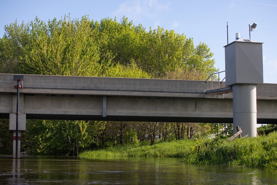 The USGS river guage stands along Belmond’s 200th Street bridge on May 23, 2019. From 7 a.m. May 20 to 7 p.m. May 24, the Iowa River rose 1.97 feet. 