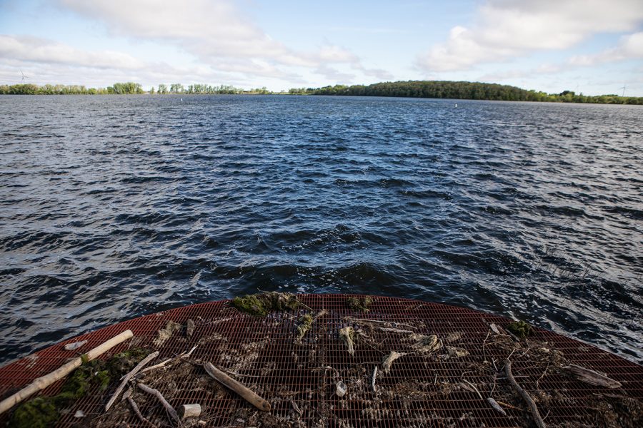 The waters of Crystal Lake flow into the protected spillway in the bottom of the above picture on May 20, 2019. The water from Crystal Lake will take a 329-mile journey, where it will meet the Mississippi River in southeast Iowa, and eventually flow into the Gulf of Mexico. 